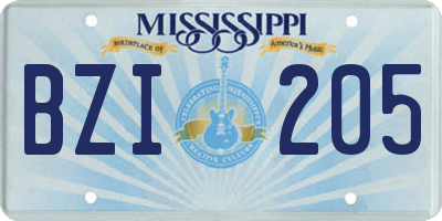 MS license plate BZI205