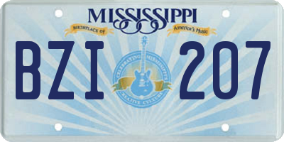 MS license plate BZI207
