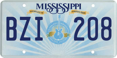 MS license plate BZI208