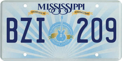 MS license plate BZI209