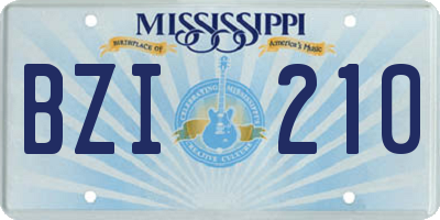 MS license plate BZI210
