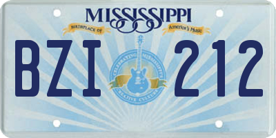 MS license plate BZI212