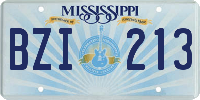 MS license plate BZI213