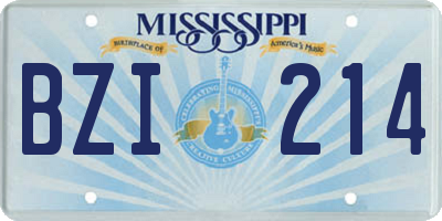 MS license plate BZI214