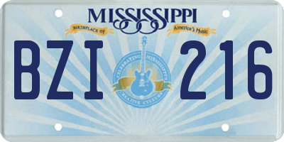 MS license plate BZI216