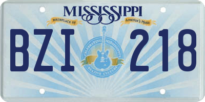 MS license plate BZI218