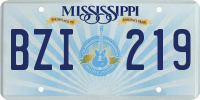 MS license plate BZI219