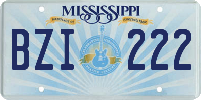 MS license plate BZI222