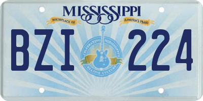 MS license plate BZI224