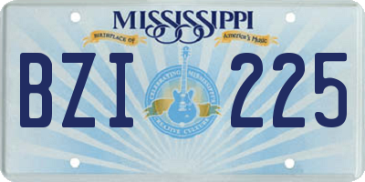MS license plate BZI225