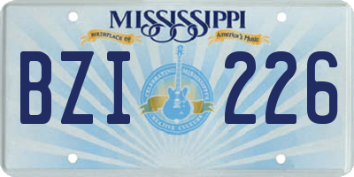 MS license plate BZI226