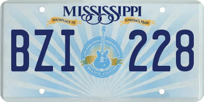 MS license plate BZI228