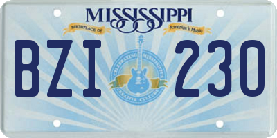 MS license plate BZI230