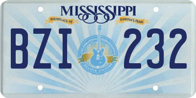 MS license plate BZI232
