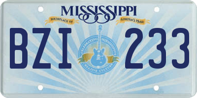 MS license plate BZI233