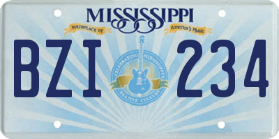 MS license plate BZI234