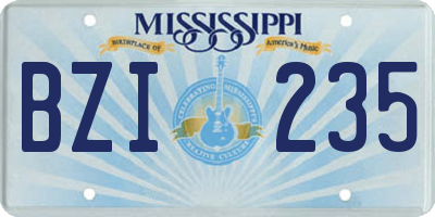 MS license plate BZI235