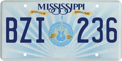 MS license plate BZI236