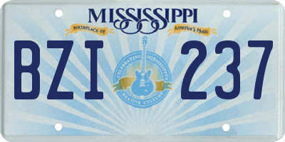 MS license plate BZI237