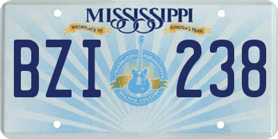 MS license plate BZI238