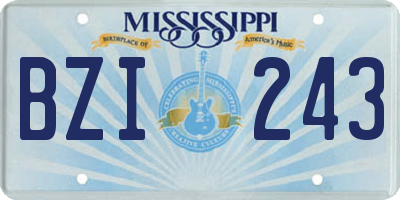 MS license plate BZI243