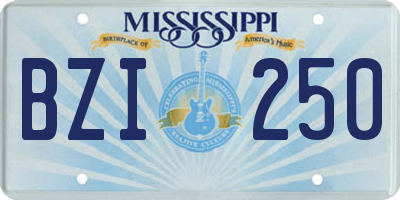 MS license plate BZI250
