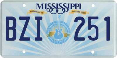 MS license plate BZI251