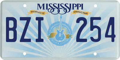 MS license plate BZI254