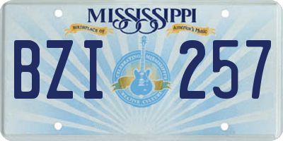MS license plate BZI257