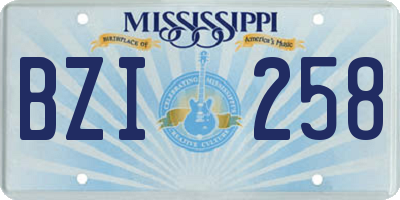 MS license plate BZI258