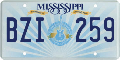 MS license plate BZI259