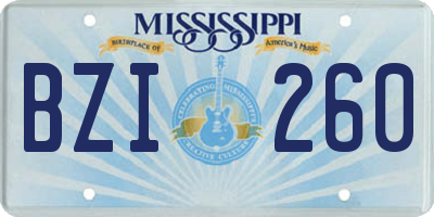 MS license plate BZI260