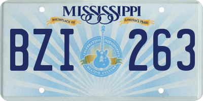 MS license plate BZI263