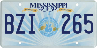 MS license plate BZI265