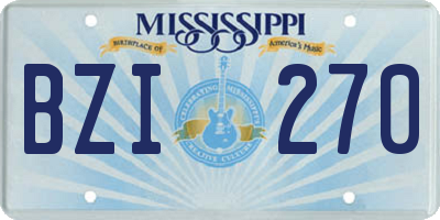 MS license plate BZI270