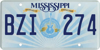 MS license plate BZI274