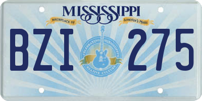 MS license plate BZI275