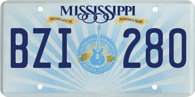 MS license plate BZI280