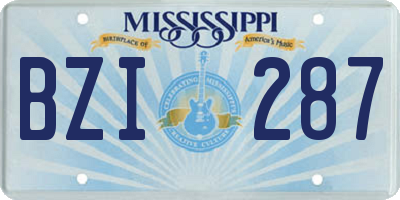 MS license plate BZI287