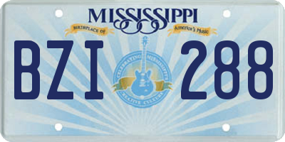 MS license plate BZI288