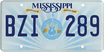 MS license plate BZI289