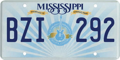 MS license plate BZI292