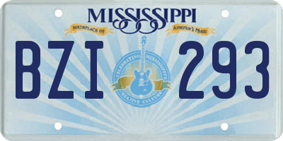 MS license plate BZI293