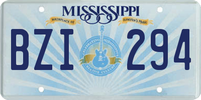 MS license plate BZI294