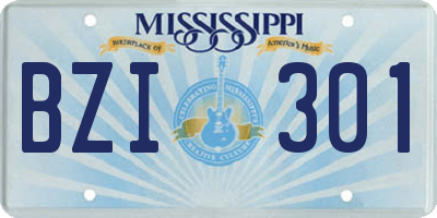 MS license plate BZI301