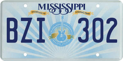 MS license plate BZI302