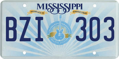 MS license plate BZI303