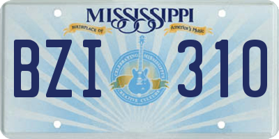 MS license plate BZI310