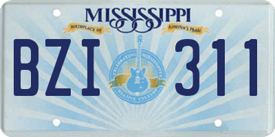 MS license plate BZI311