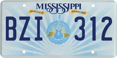 MS license plate BZI312